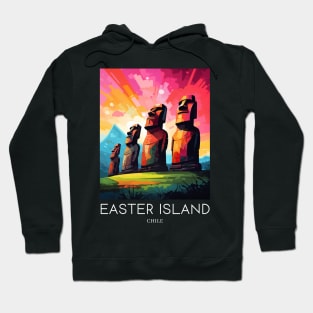 A Pop Art Travel Print of Easter Island - Chile Hoodie